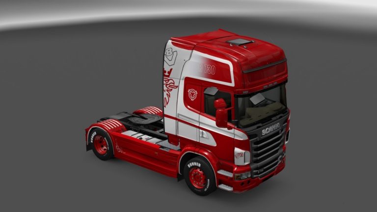 Red & White Scania R Truck Skin Mod - Ets2 Mod Download