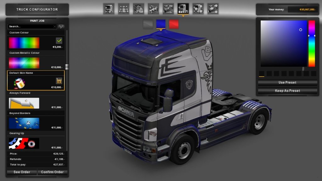 Scania R Metallic Truck Skin - ETS2 Mod Download