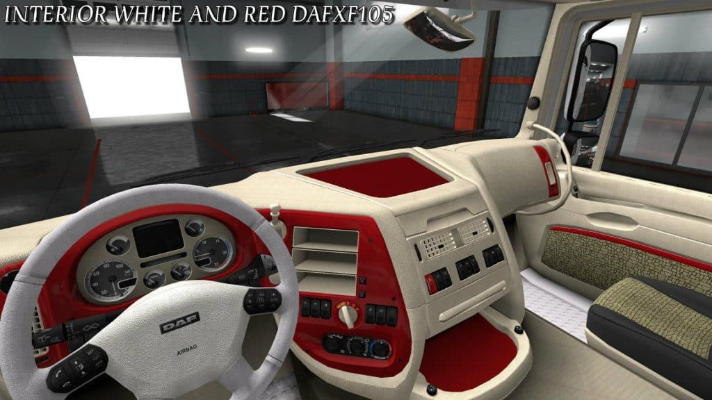 INTERIOR WHITE AND RED DAF XF105 1.34 MOD - ETS2 Mod